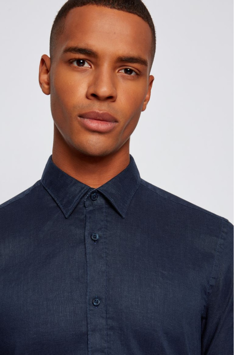 Сорочка деловая Slim fit для мужчин (468620), цвет Синий - №5