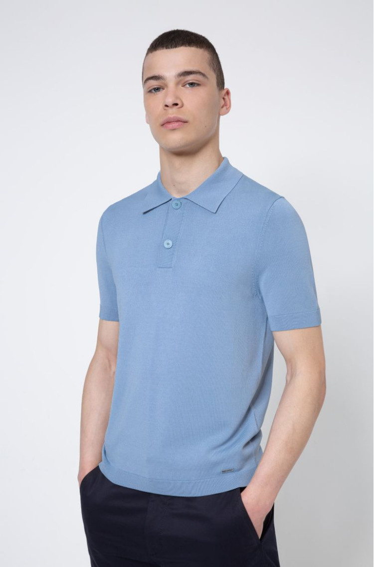 Поло Slim fit для чоловіків (468668), колір Синій - №2