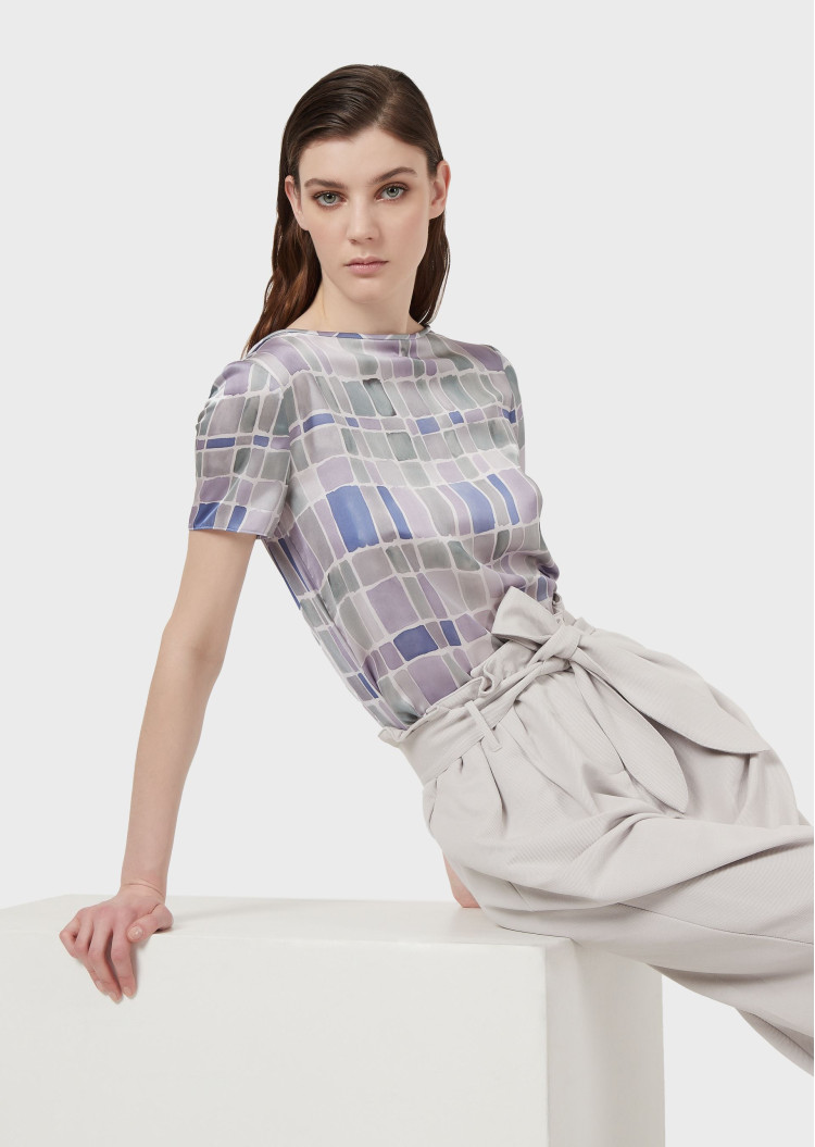 Блуза с коротким рукавом Slim fit для женщин (469048), цвет Сиреневый - №6
