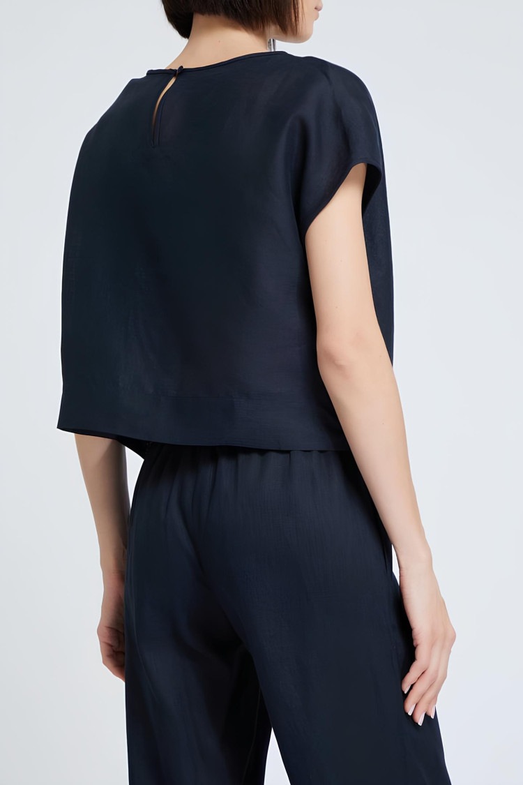 Блуза с коротким рукавом Slim fit для женщин (469068), цвет Синий - №4