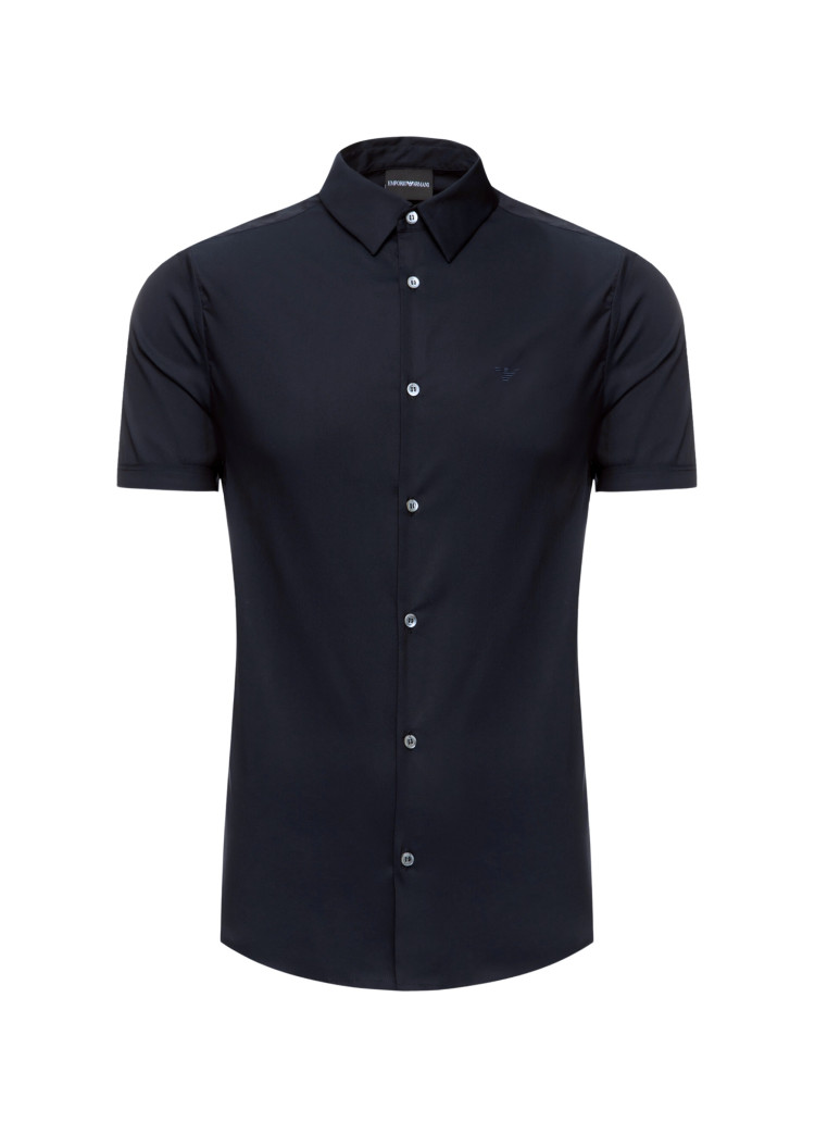 Сорочка повсякденна з коротким рукавом Extra-slim fit для чоловіків (469199), колір Синій - №1