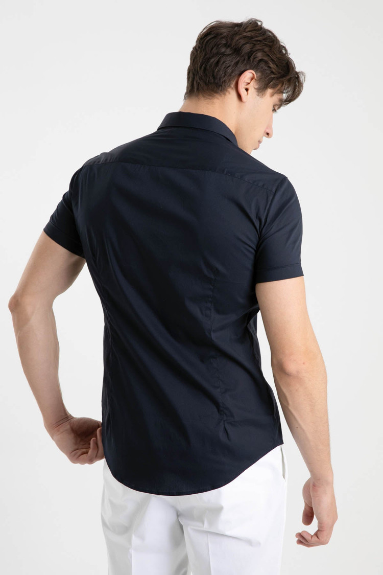 Сорочка повсякденна з коротким рукавом Extra-slim fit для чоловіків (469199), колір Синій - №4