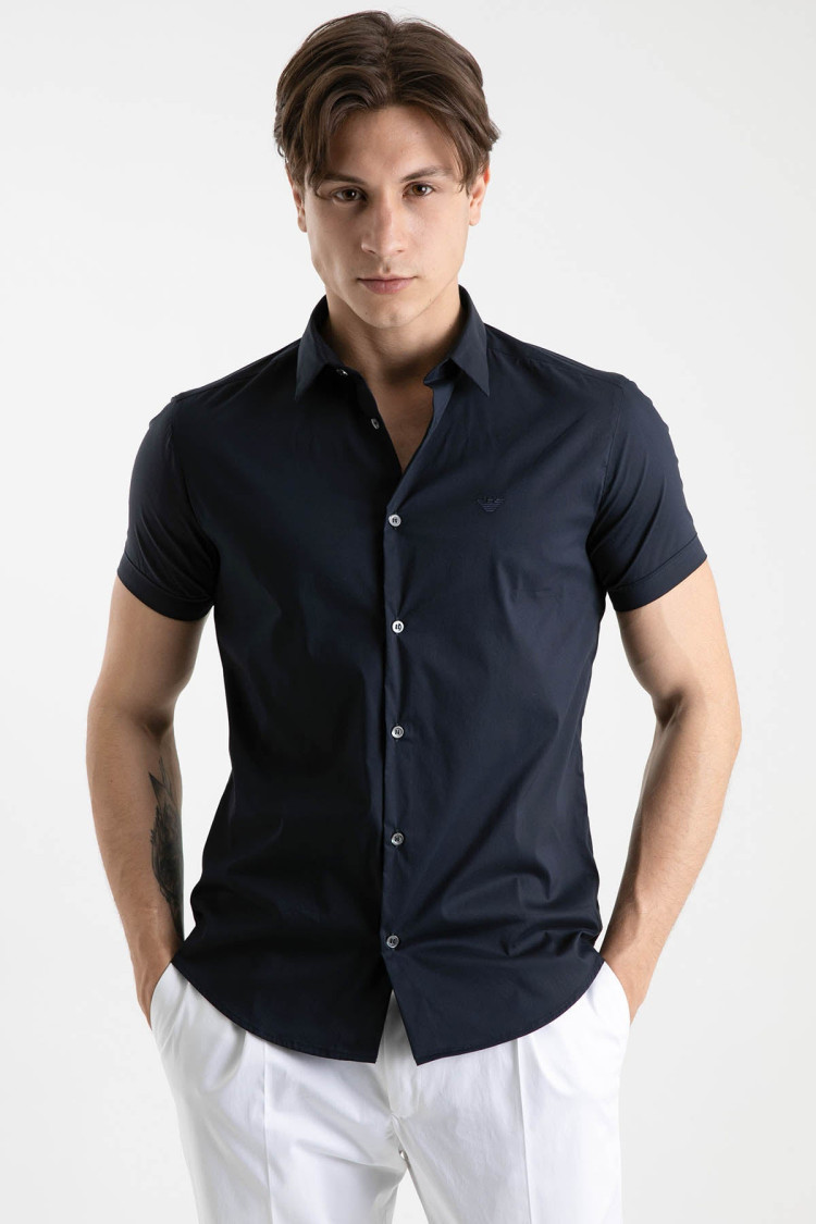 Сорочка повсякденна з коротким рукавом Extra-slim fit для чоловіків (469199), колір Синій - №5