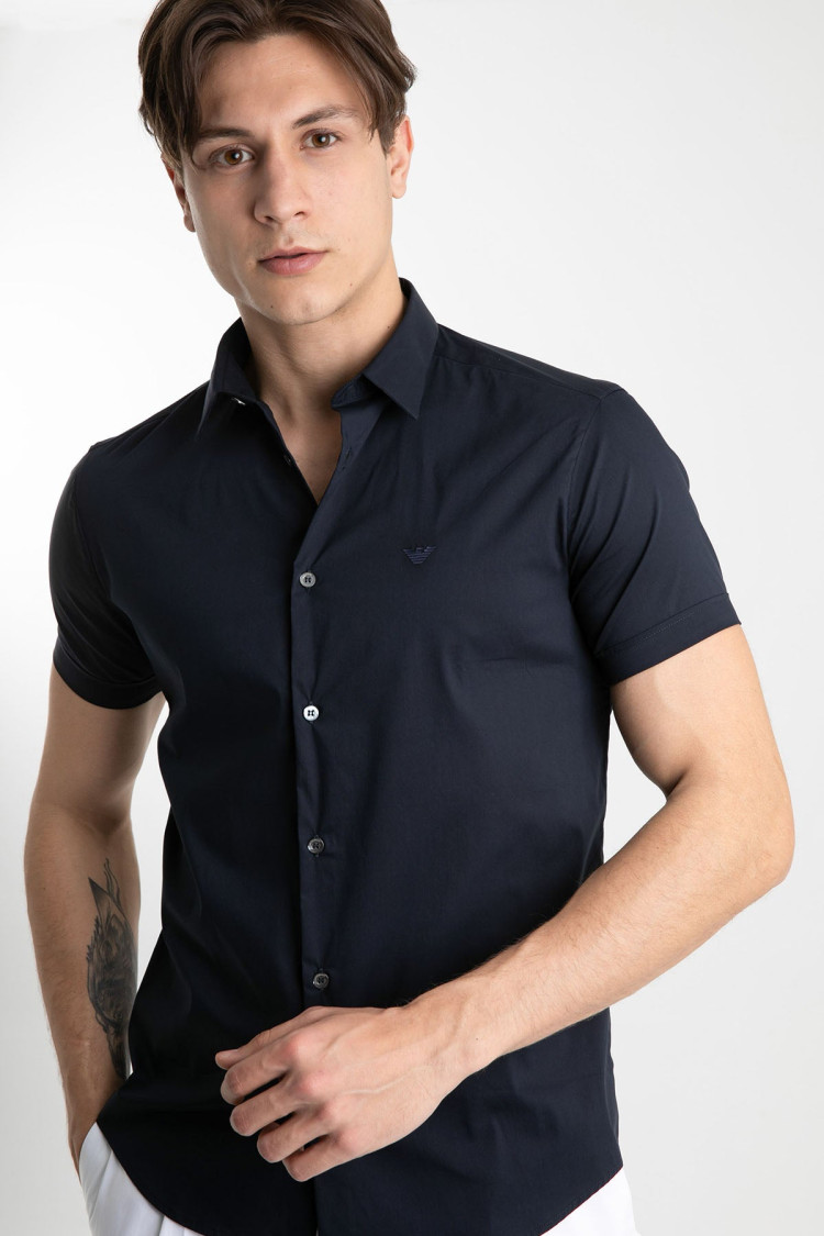 Сорочка повсякденна з коротким рукавом Extra-slim fit для чоловіків (469199), колір Синій - №6