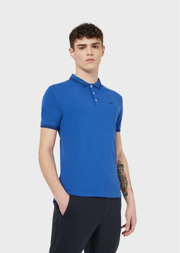Поло Slim fit для чоловіків (469243), колір Синій - №2