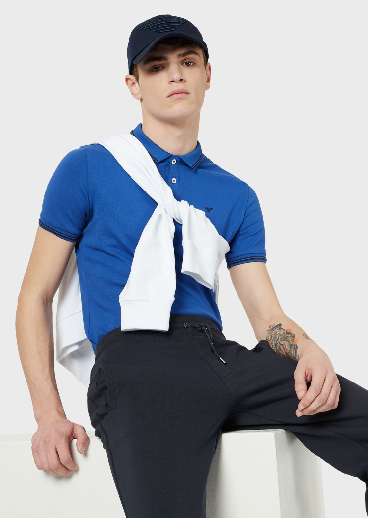 Поло Slim fit для чоловіків (469243), колір Синій - №5