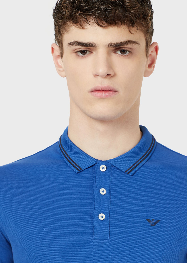 Поло Slim fit для чоловіків (469243), колір Синій - №6