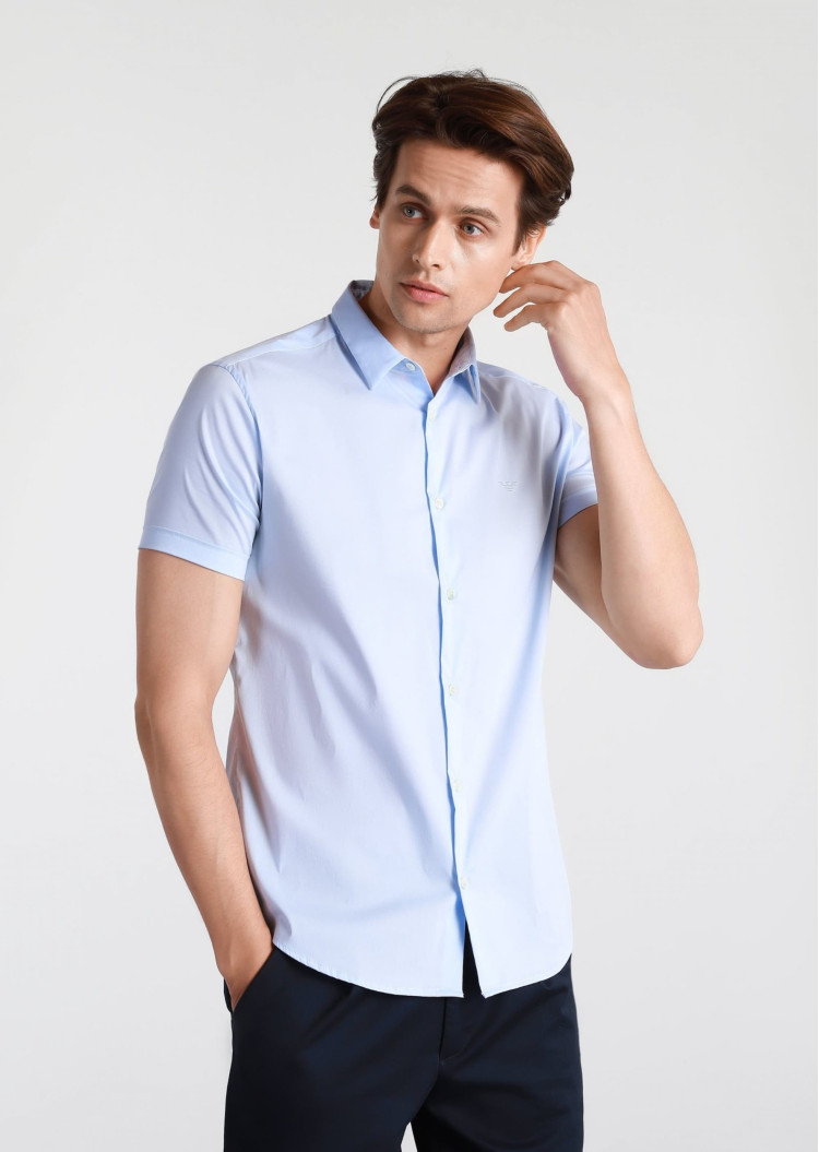 Сорочка деловая с коротким рукавом Slim Fit — фото 2