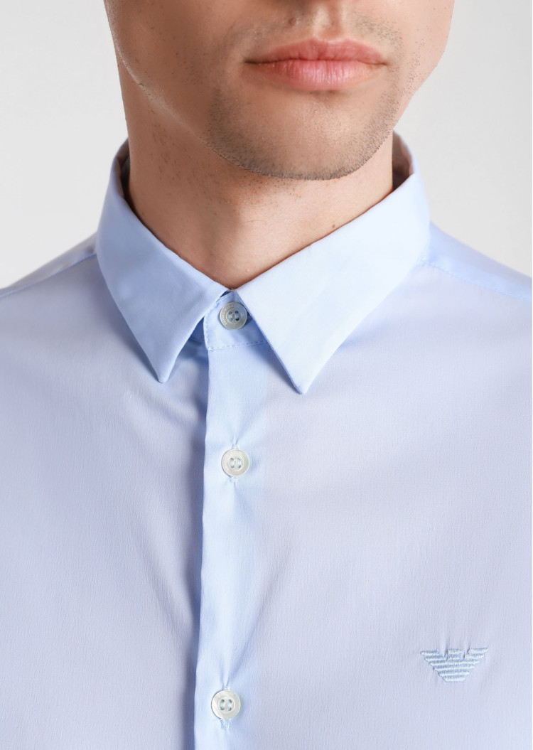 сорочка ділова з коротким рукавом Slim Fit (469259), колір Синій - №4