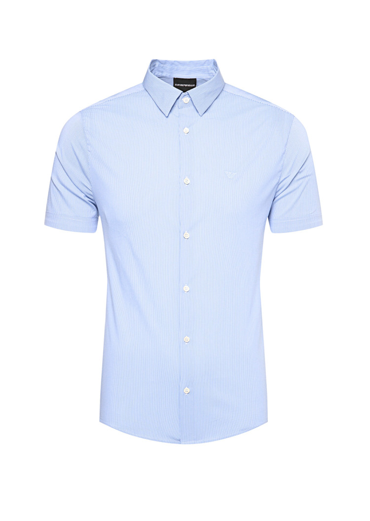Сорочка повсякденна з коротким рукавом Extra-slim fit для чоловіків (469274), колір Синій - №1
