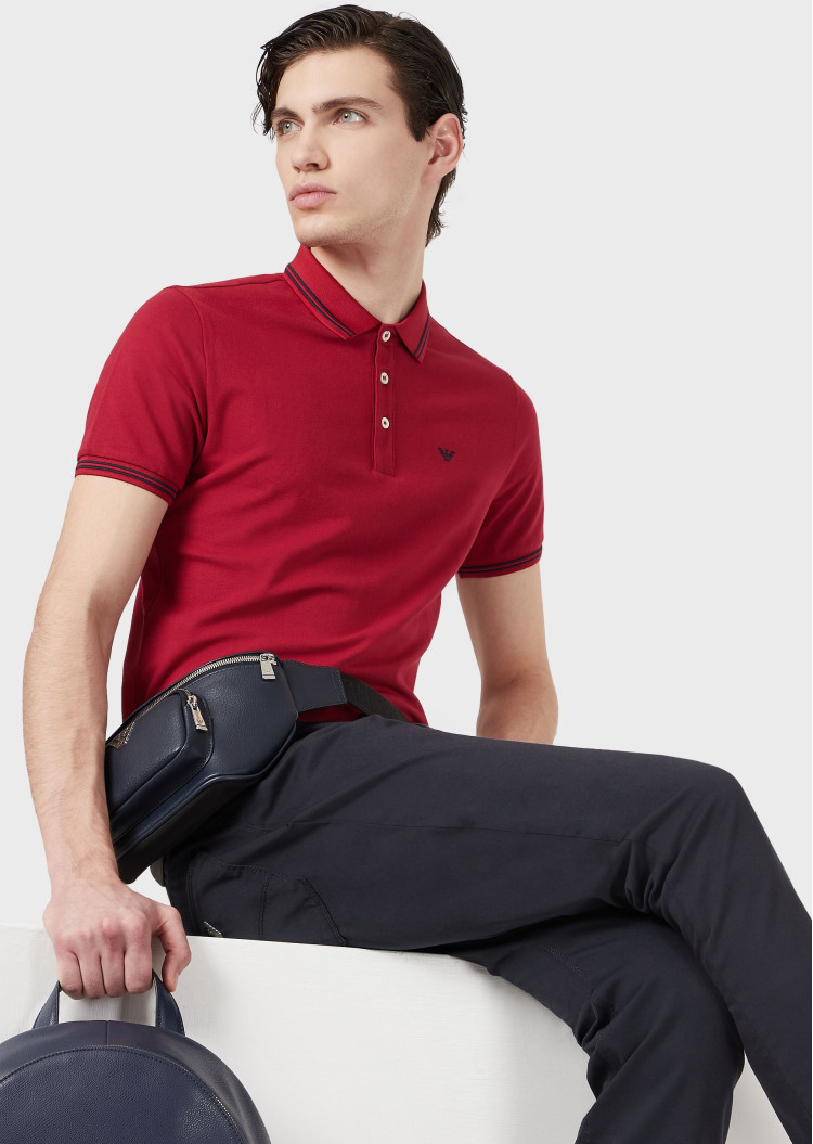 Поло Slim fit для чоловіків (469280), колір Червоний - №5