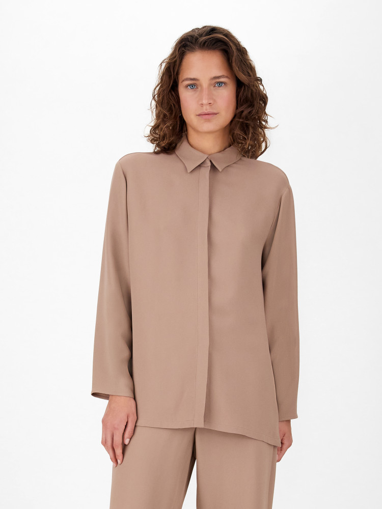 Блуза з довгим рукавом Relaxed fit для жінок (469413), колір Коричневий - №3