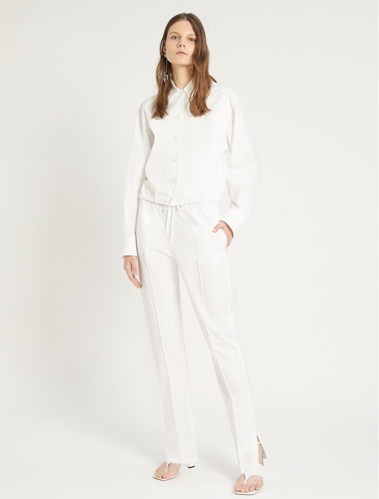 Брюки повседневные Slim fit Средняя для женщин (469543), цвет Белый - №2