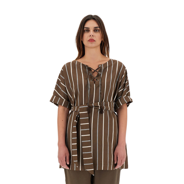 Блуза з коротким рукавом Regular fit для жінок (469721), колір Коричневий - №1