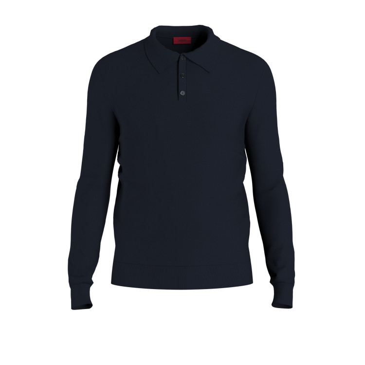 Поло з длинним рукавом Slim fit для чоловіків (469901), колір Синій - №1