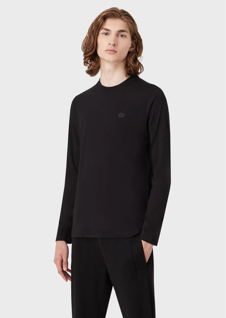 Футболка с длинным рукавом Regular fit для мужчин (469950), цвет Черный - №2