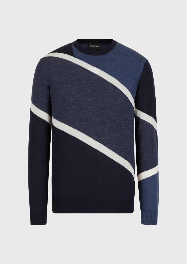 Джемпер Slim fit для чоловіків (469979), колір Синій - №1