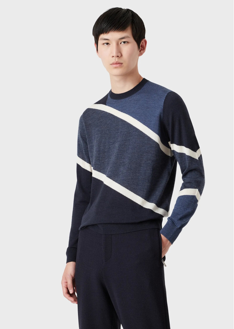 Джемпер Slim fit для чоловіків (469979), колір Синій - №2