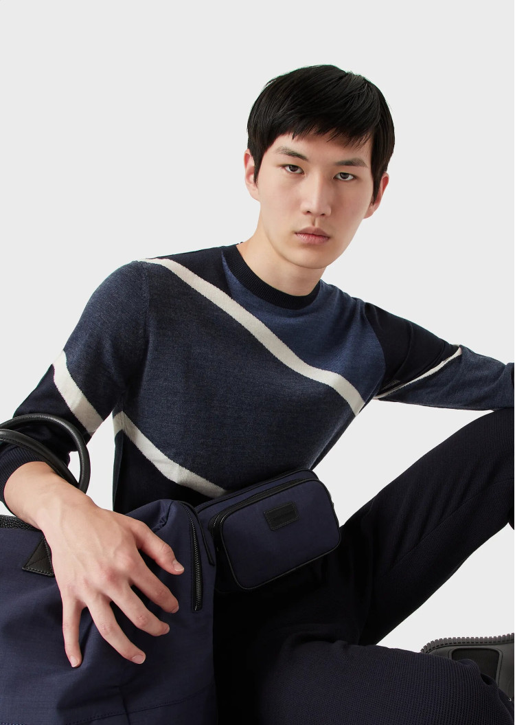 Джемпер Slim fit для чоловіків (469979), колір Синій - №5