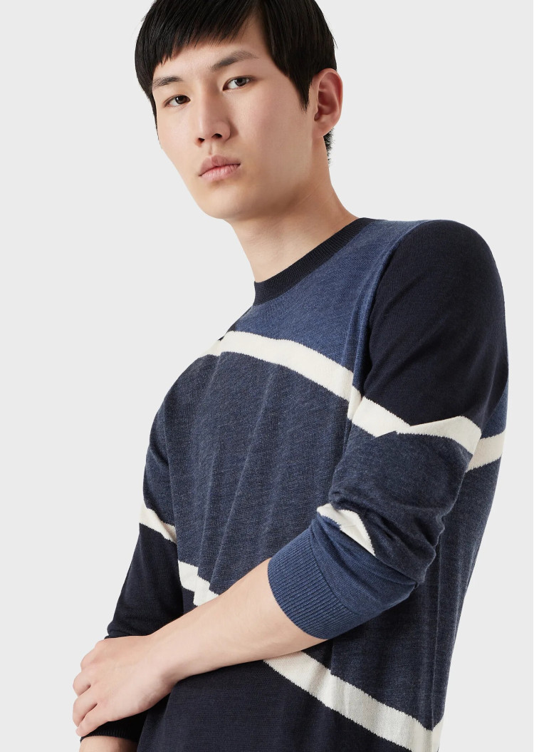 Джемпер Slim fit для чоловіків (469979), колір Синій - №6