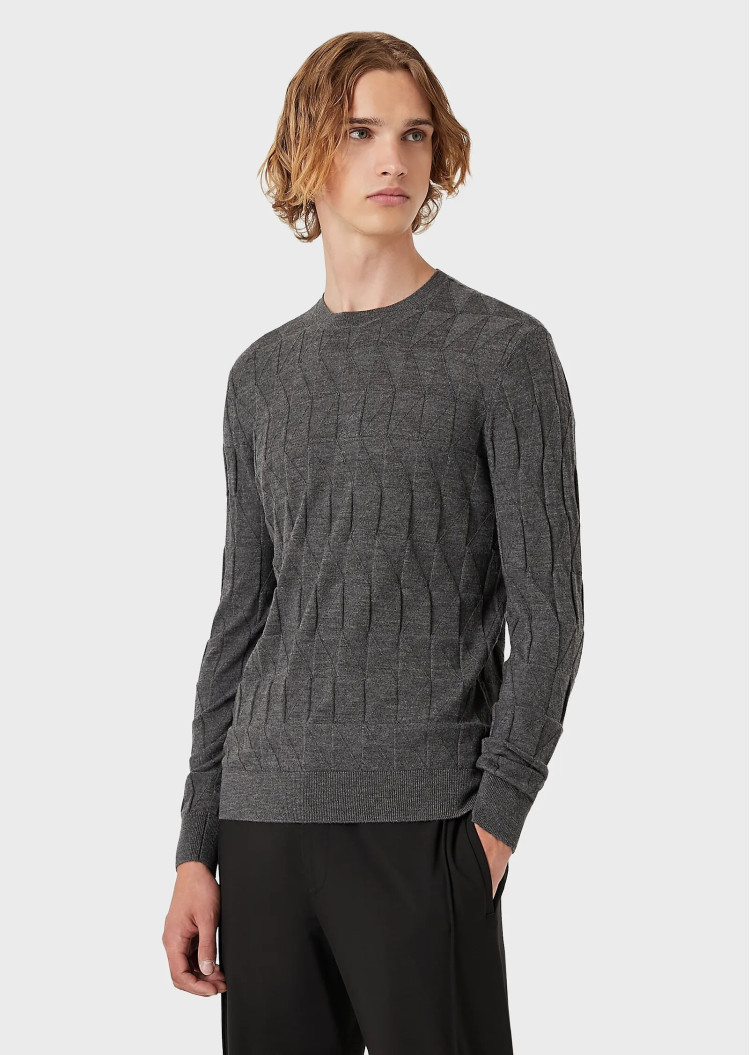 Джемпер Slim fit для чоловіків (469981), колір Сірий - №2