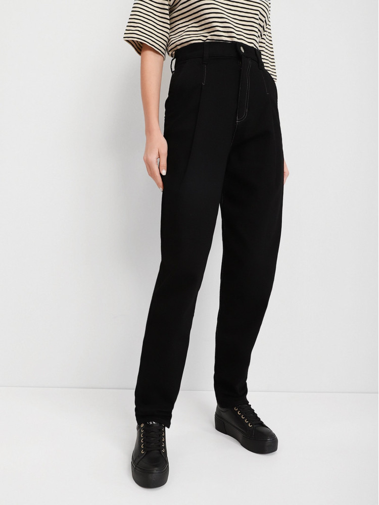 Джинсы Regular Regular fit Высокая для женщин (469994), цвет Черный - №1