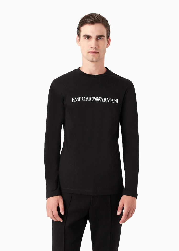 Футболка з довгим рукавом Slim Fit для чоловіків (473952), колір Чорний - №2