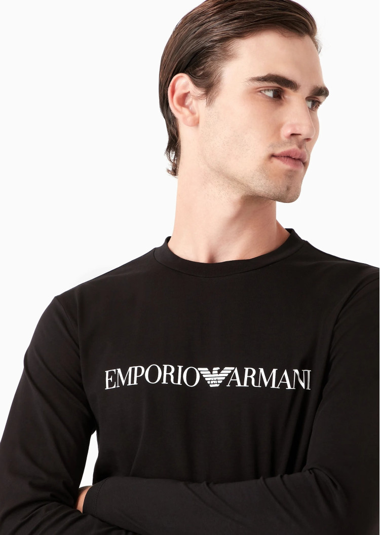Футболка з довгим рукавом Slim Fit для чоловіків (473952), колір Чорний - №5