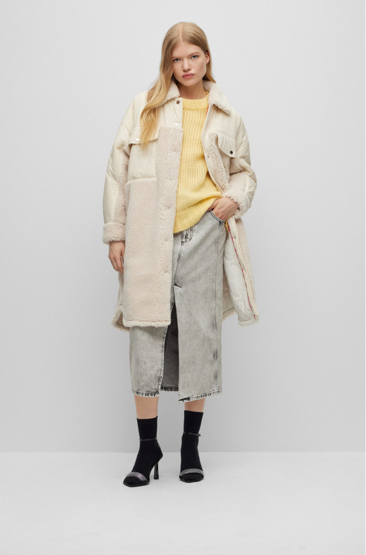 Шуба Relaxed Fit для жінок (474322), колір Молочний - №2