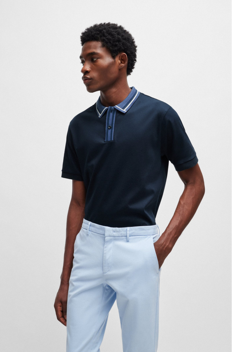 Поло Slim fit для чоловіків (475103), колір Синій - №2