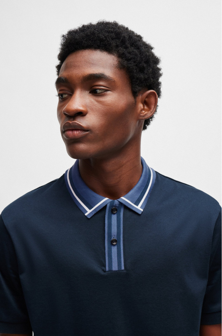 Поло Slim fit для чоловіків (475103), колір Синій - №5