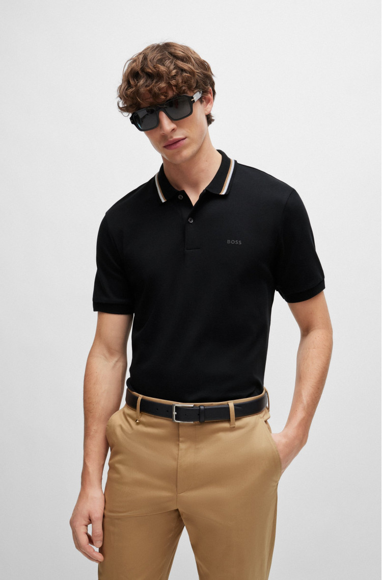 Поло Slim fit для мужчин (475135), цвет Черный - №2