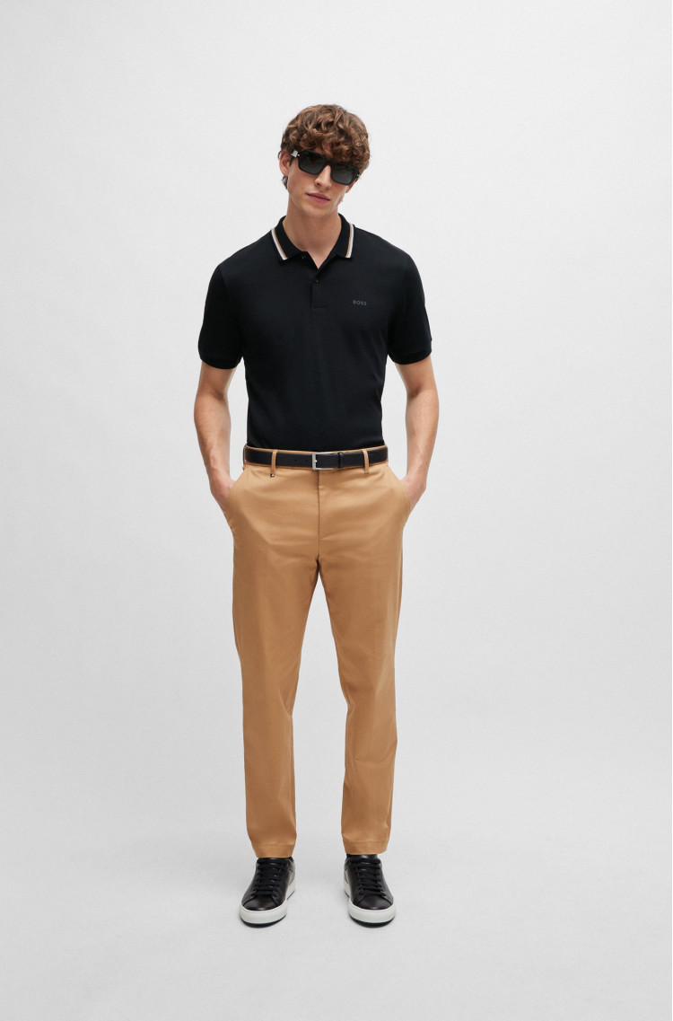 Поло Slim fit для мужчин (475135), цвет Черный - №3
