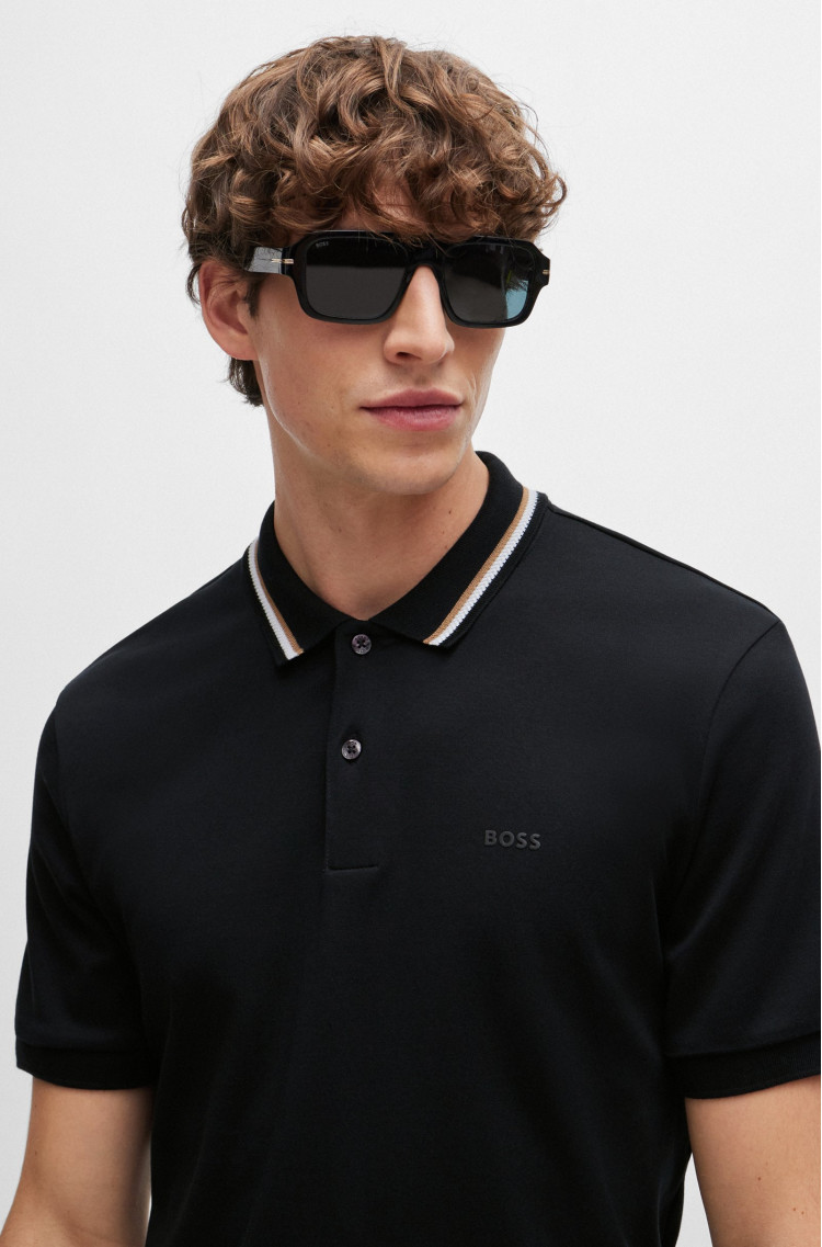 Поло Slim fit для мужчин (475135), цвет Черный - №5
