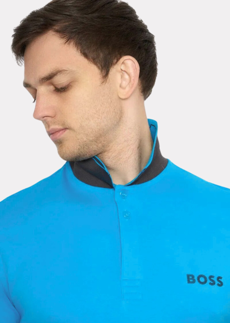 Поло Slim fit для чоловіків (475214), колір Синій - №3