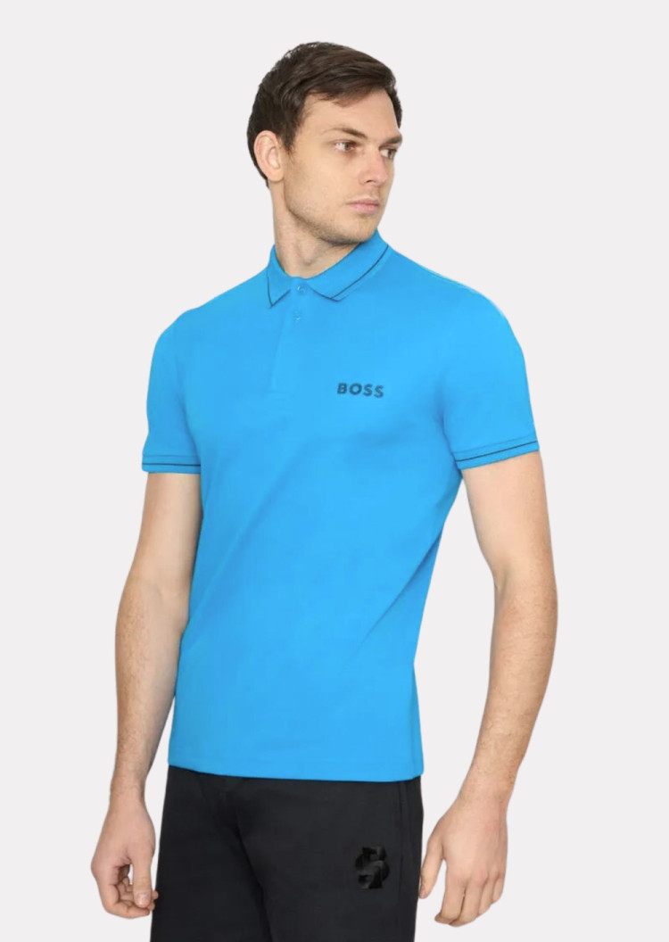 Поло Slim fit для чоловіків (475214), колір Синій - №4