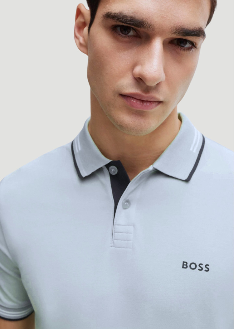 Поло Slim fit для чоловіків (475218), колір Синій - №4