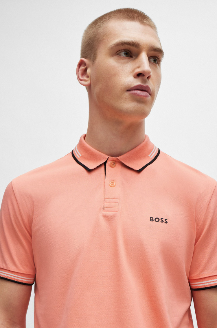 Поло Slim fit для чоловіків (475228), колір Рожевий - №5