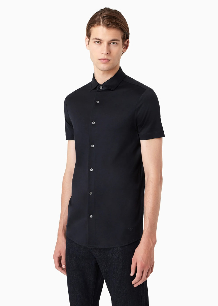 Сорочка повсякденна з коротким рукавом Slim Fit для чоловіків (475588), колір Синій - №2