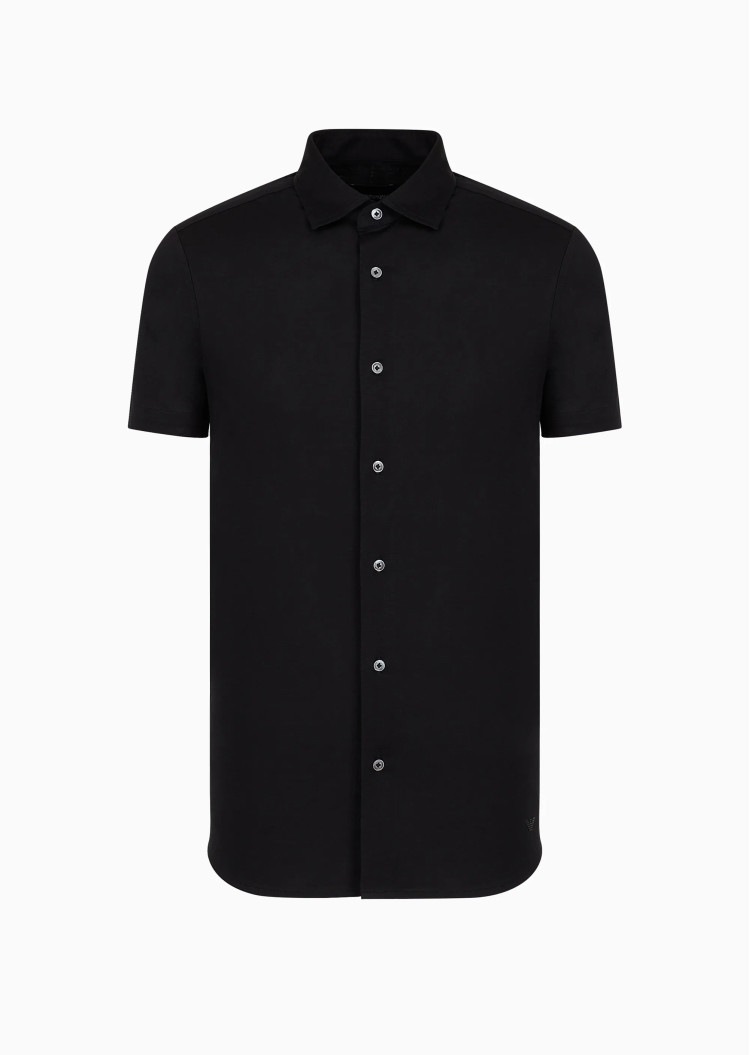 Сорочка повсякденна з коротким рукавом Slim fit для чоловіків (475634), колір Чорний - №1