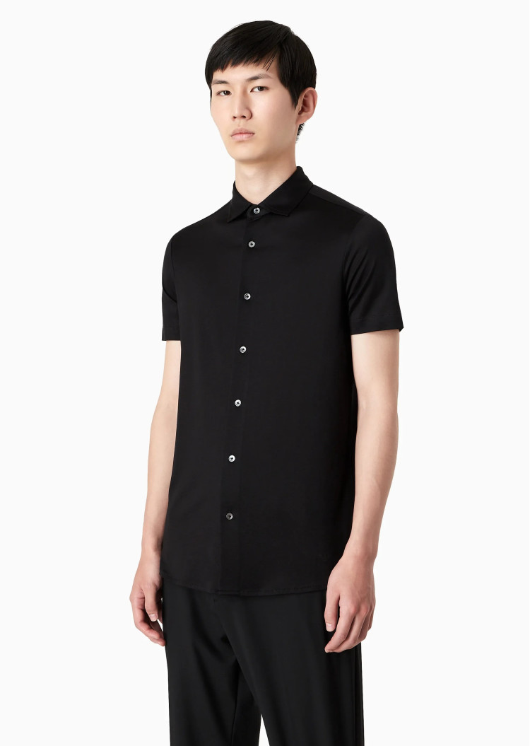 Сорочка повсякденна з коротким рукавом Slim fit для чоловіків (475634), колір Чорний - №2
