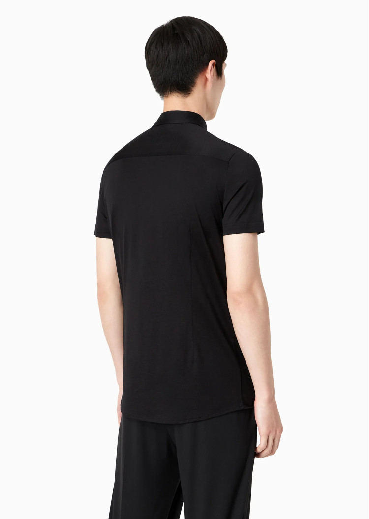 Сорочка повсякденна з коротким рукавом Slim fit для чоловіків (475634), колір Чорний - №3