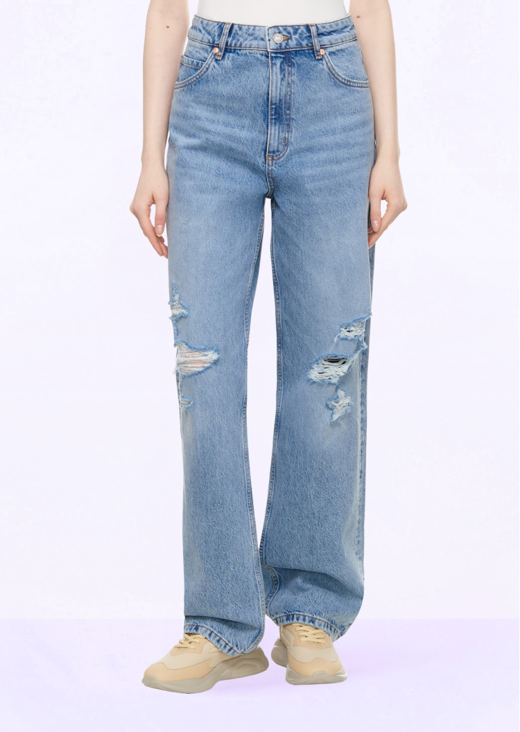 Джинсы Relaxed Relaxed fit Высокая для женщин (476301), цвет Синий - №3