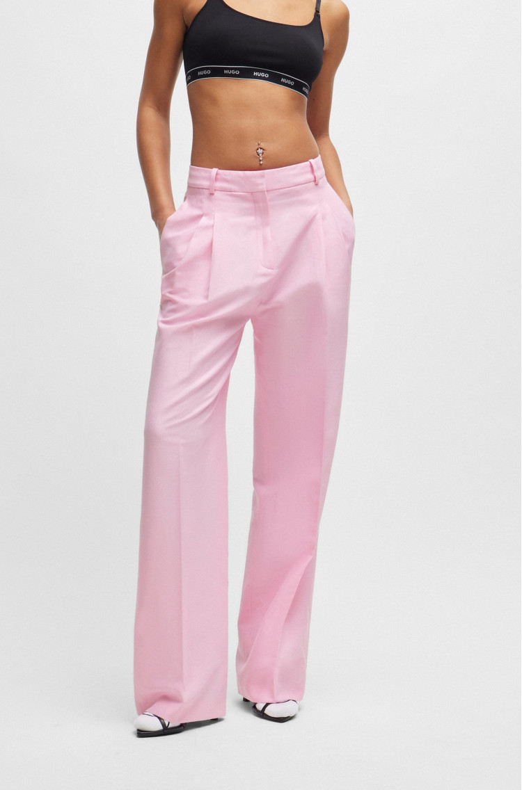 Брюки повседневные Relaxed Fit Высокая для женщин (476320), цвет Розовый - №3