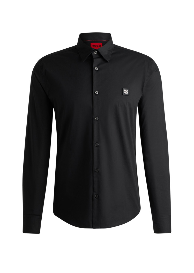 Сорочка повсякденна Slim fit для чоловіків (477339), колір Чорний - №1