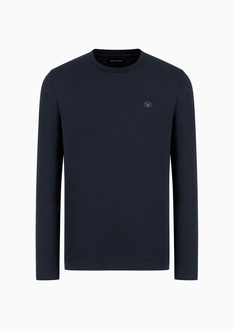Футболка з довгим рукавом Slim fit для чоловіків (477565), колір Синій - №1