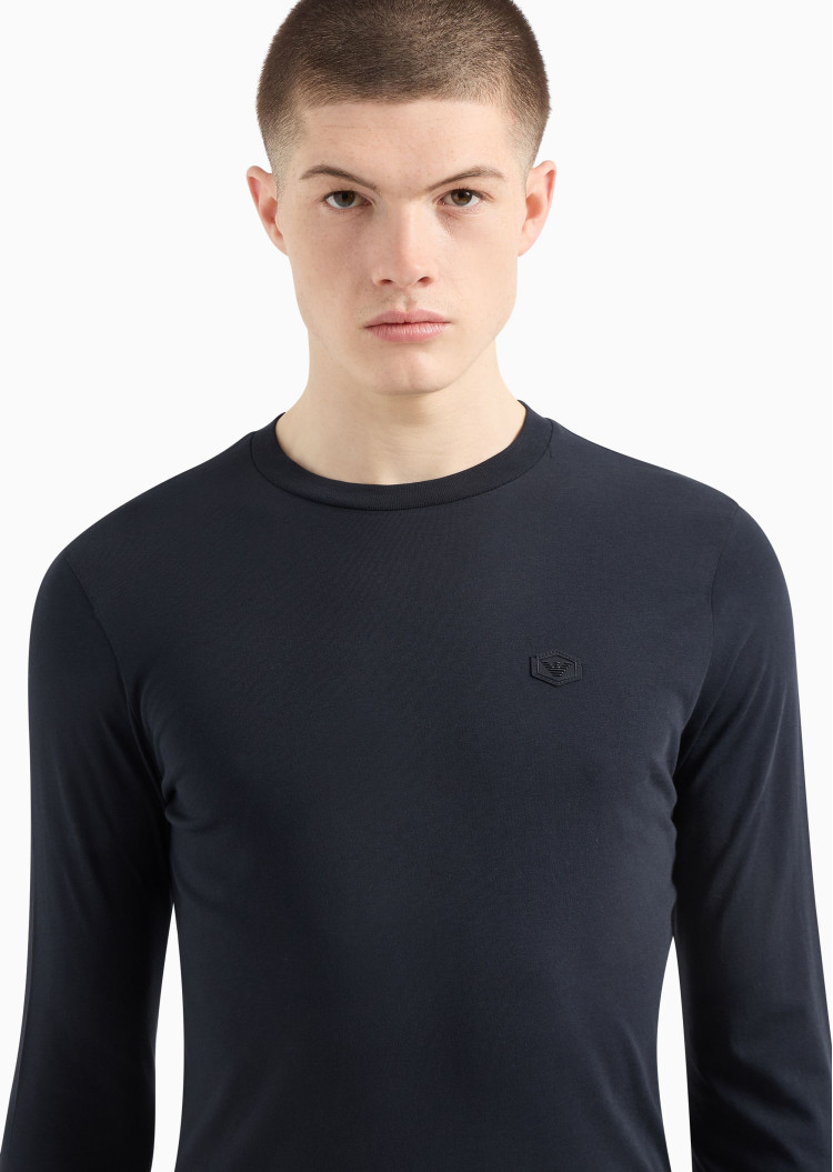 Футболка з довгим рукавом Slim fit для чоловіків (477565), колір Синій - №5