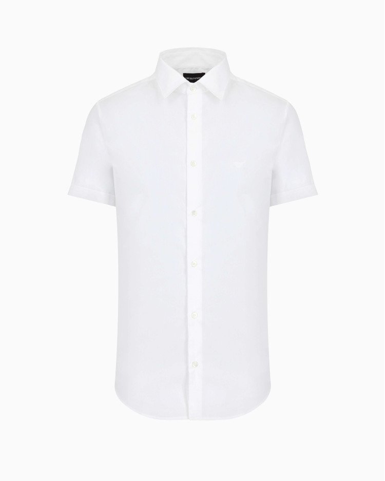 сорочка ділова з коротким рукавом Slim fit для чоловіків (478928), колір Білий - №1