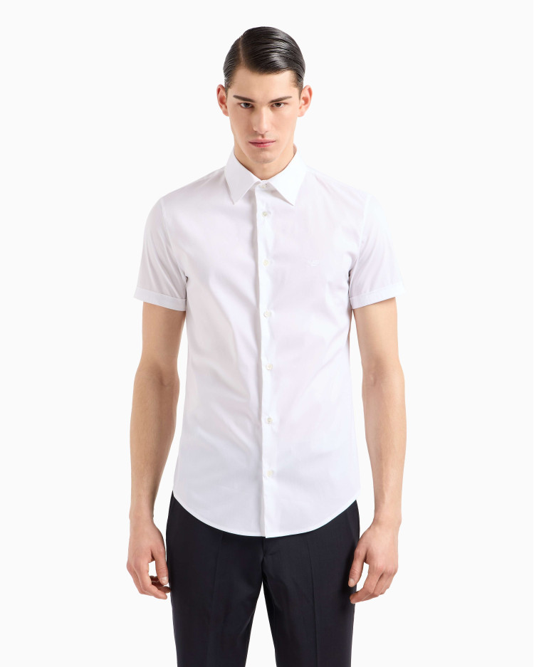 сорочка ділова з коротким рукавом Slim fit для чоловіків (478928), колір Білий - №2