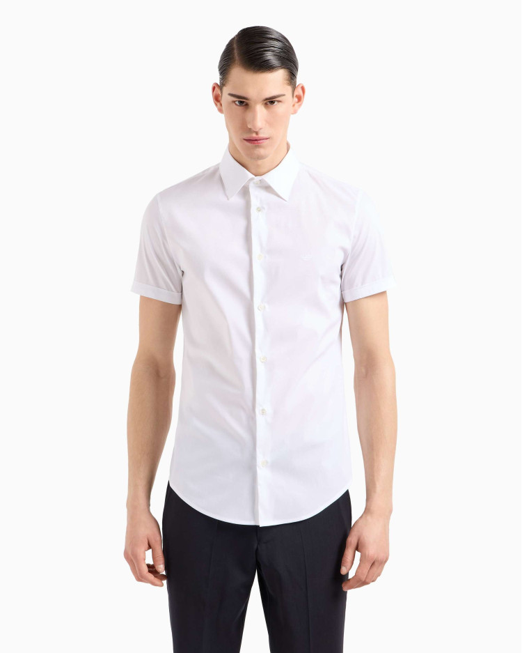 сорочка ділова з коротким рукавом Slim Fit для чоловіків (478928), колір Білий - №2